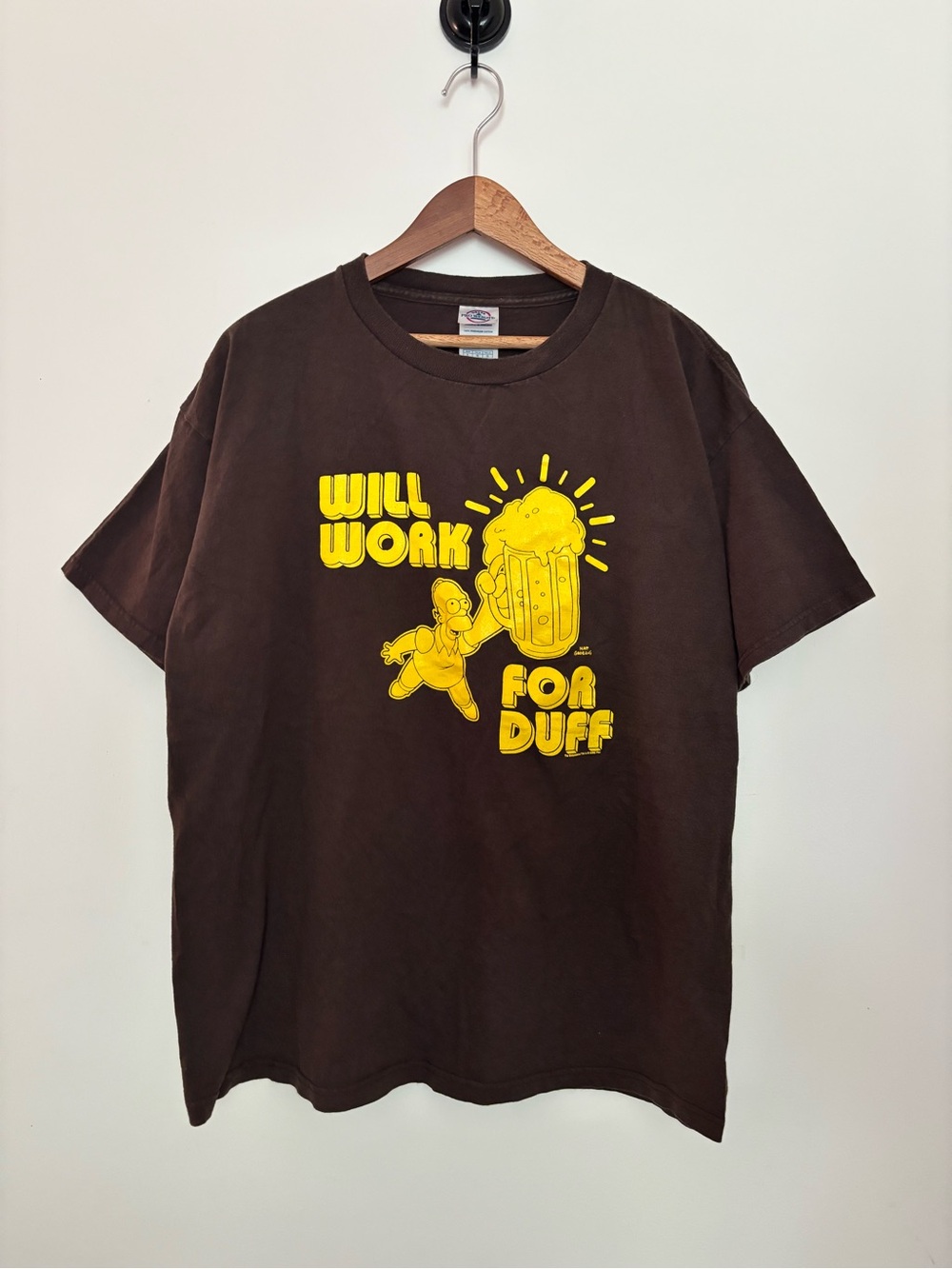 2005 Brown 'Will Work for Duff' Graphic Tee